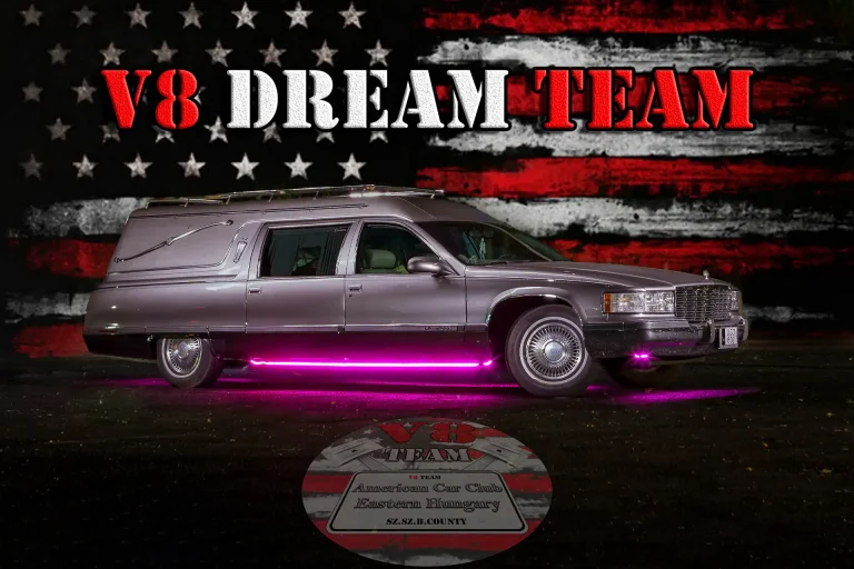 V8 Team Dream Team Cadillac Fleetwood hearse