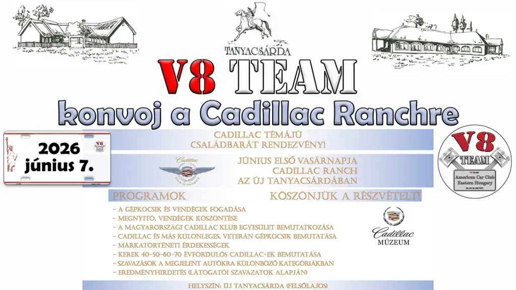 V8 Team konvoj a Cadillac ranchre 2026.06.07.